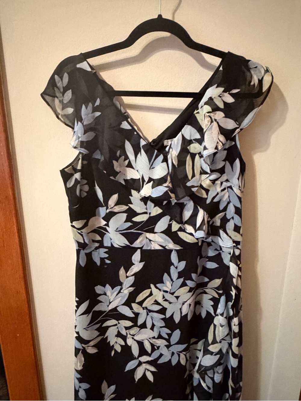 London Times Black Floral High-Low Ruffle Dress